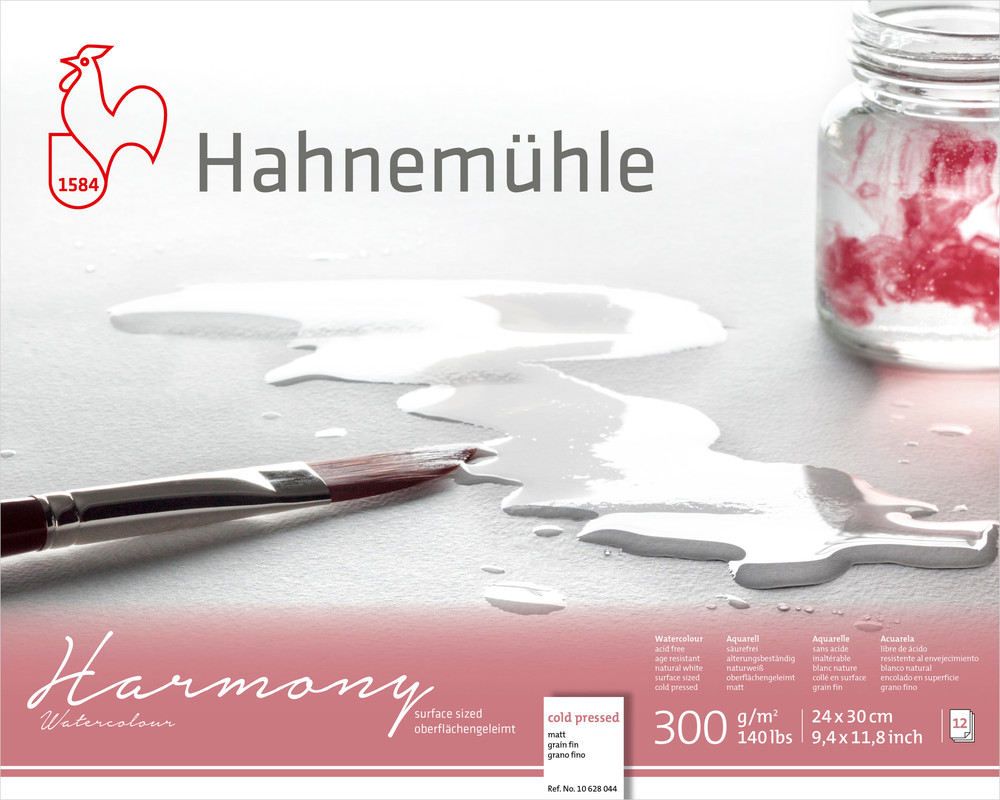 Image of Akvarellblock Hahnemühle Harmony 300g Cold Pressed 24x30cm 12ark 10628044 4011367106461