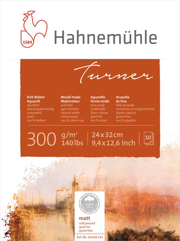Image of Akvarellblock Hahnemühle Turner 300g Cold Pressed 24x32cm 10ark 10628135 4011367281359