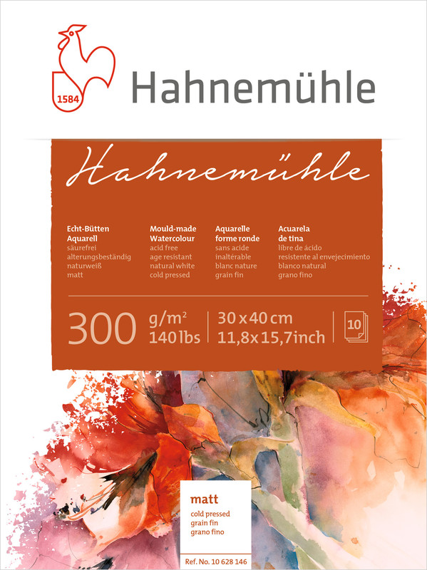 Image of Akvarellblock Hahnemühle 300g Cold Pressed 24x32cm 10ark 10628145 4011367281458