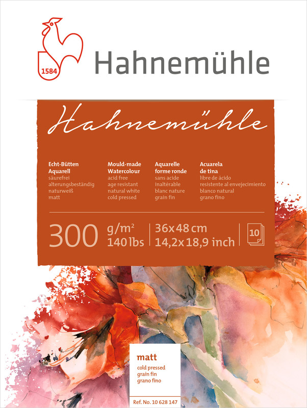 Image of Akvarellblock Hahnemühle 300g Cold Pressed 36x48cm 10ark 10628147 4011367281472