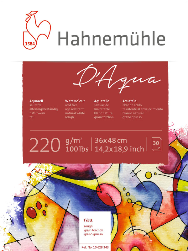 Image of Akvarellblock Hahnemühle D'Aqua 220g Rough 36x48cm 30ark 10628343 4011367283438
