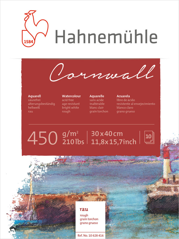 Image of Akvarellblock Hahnemühle Cornwall 450g Rough 30x40cm 10ark 10628416 4011367284169