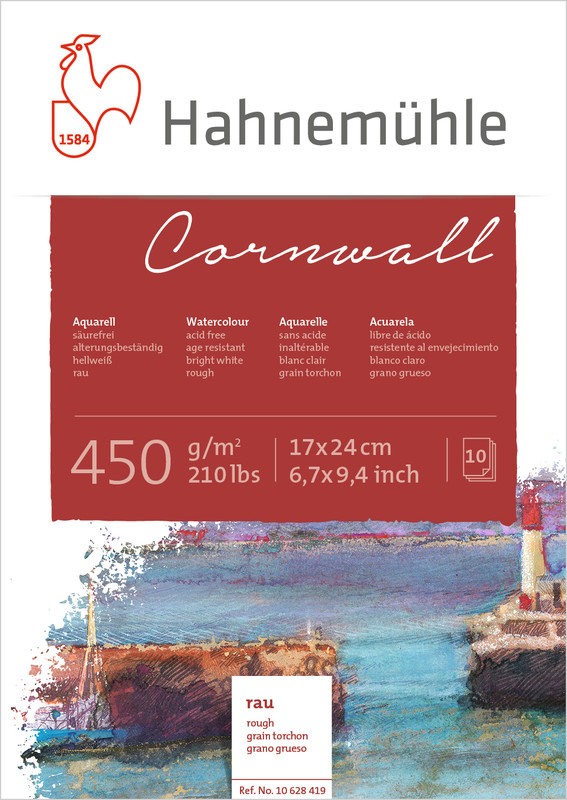 Image of Akvarellblock Hahnemühle Cornwall 450g Rough 17x24cm 10ark 10628419 4011367284190