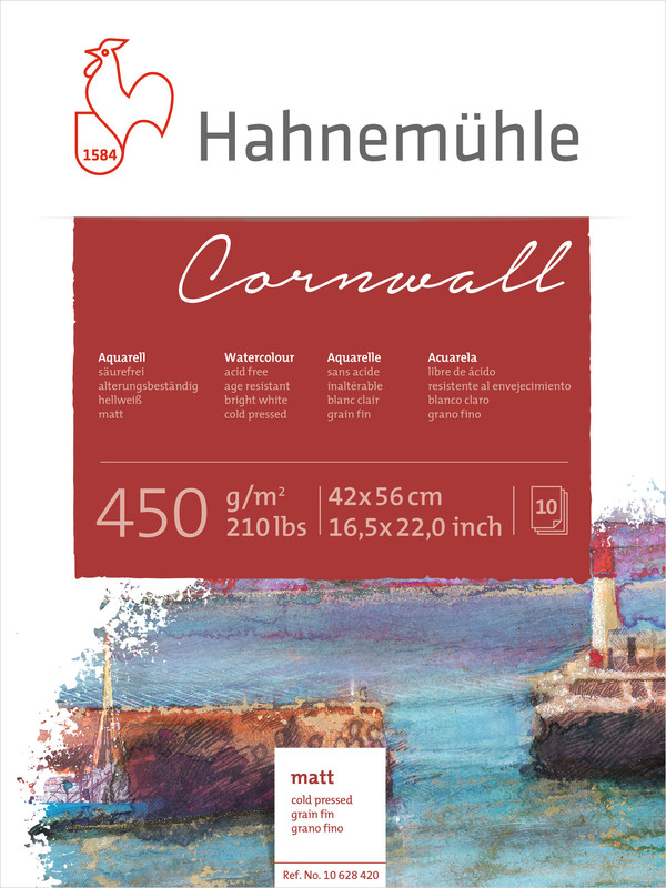 Image of Akvarellblock Hahnemühle Cornwall 450g Cold Pressed 42x56cm 10ark 10628420 4011367284206