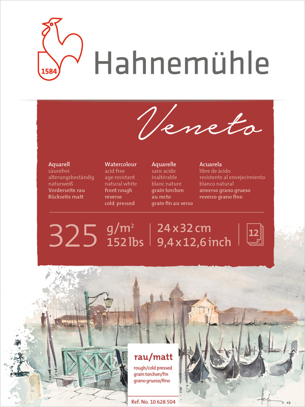 Image of Akvarellblock Hahnemühle Veneto 325g Rough/Cold Pressed 24x32cm 12ark 10628504 4011367285043