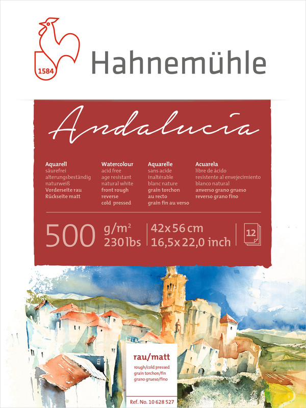 Image of Akvarellblock Hahnemühle Andalucía 500g Rough/Cold Pressed 42x56cm 12ark 10628527 4011367285272
