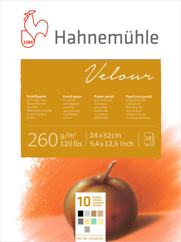 Image of Pastellblock Hahnemühle Velour Färgade 260g 24x32cm 10ark 10628601 4011367286019