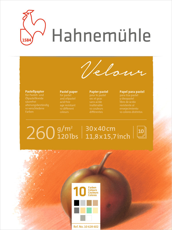 Image of Pastellblock Hahnemühle Velour Färgade 260g 30x40cm 10ark 10628602 4011367286026