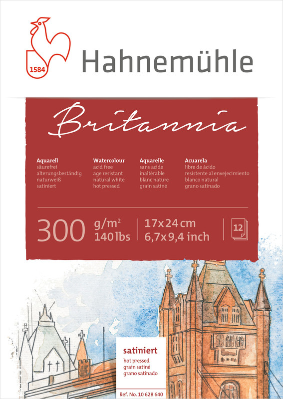 Image of Akvarellblock Hahnemühle Britannia 300g HP 17x24cm 12ark 10628640 4011367102906