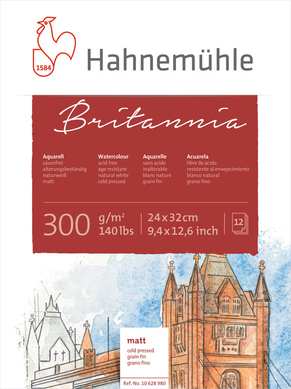Image of Akvarellblock Hahnemühle Britannia 300g Cold Pressed 24x32cm 12ark 10628980 4011367289805