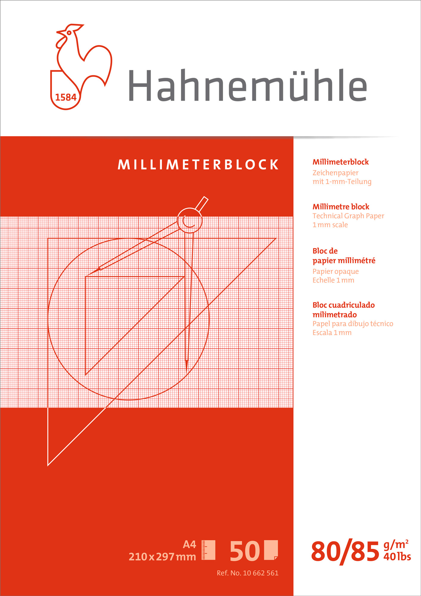 Image of Millimeterblock Hahnemühle 80/85g A3 red 50ark 10662711 4011367627119