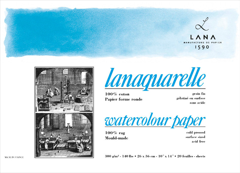 Image of Akvarellblock LANA Lanaquarelle 300 g ColdP. 230 x 310. 20ark 15023350 4011367102081