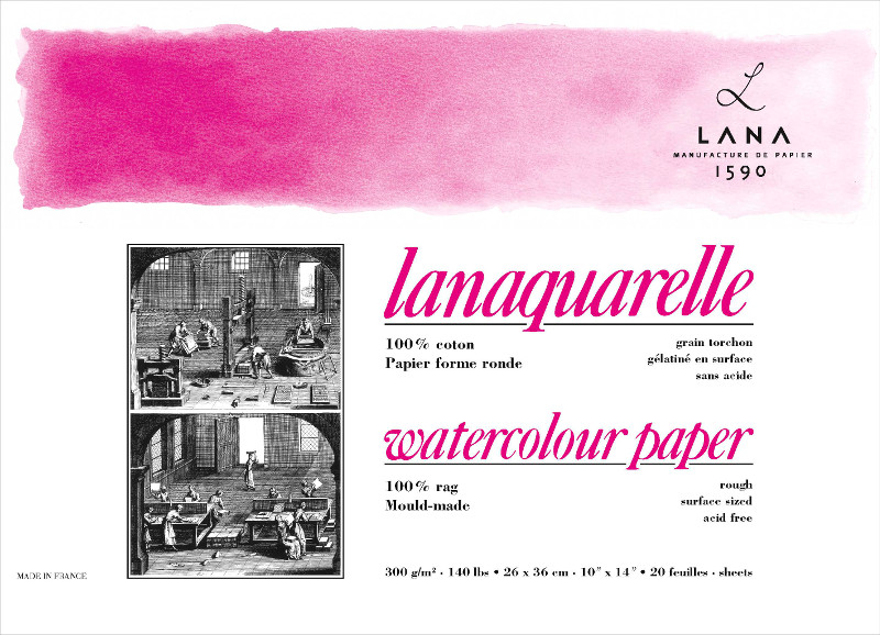 Image of Akvarellblock LANA Lanaquarelle 300 g Rough 230 x 310. 20ark 15023357 4011367102104