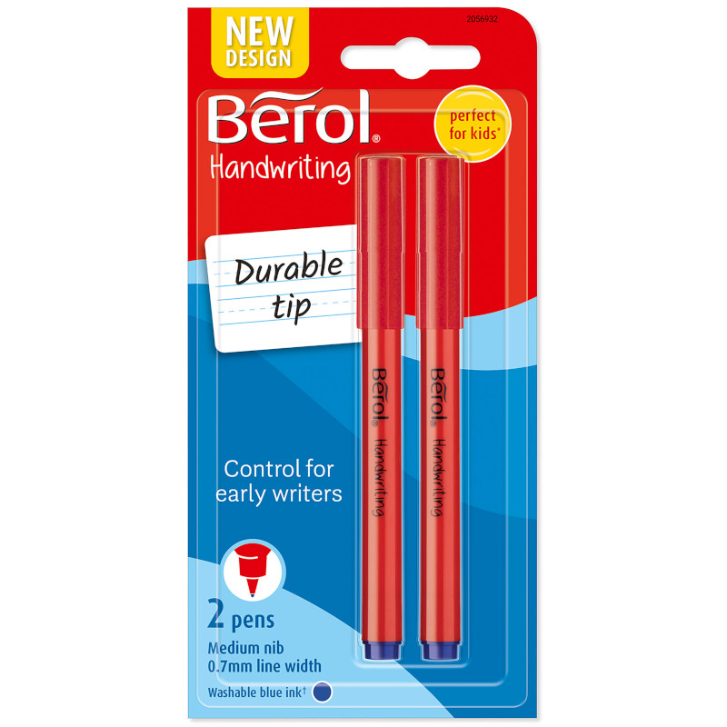 Image of Fiberpenna Berol Handwriting pen round clipcap, black 2-blister 2056932 3026980569327