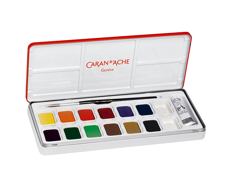 Image of Skolset Caran d´Ache Gouache tablett ass. 13 pcs utgår 1000713 7630002330763