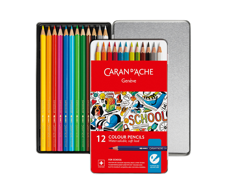 Image of Skolset Caran d´Ache Watersoluble metall colour pencils 12 pcs utgår 1290312 7630002330749