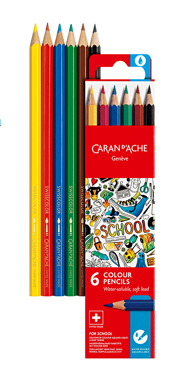 Image of Skolset Caran d´Ache Watersoluble color pencils 6 pcs 1290706 7630002330695