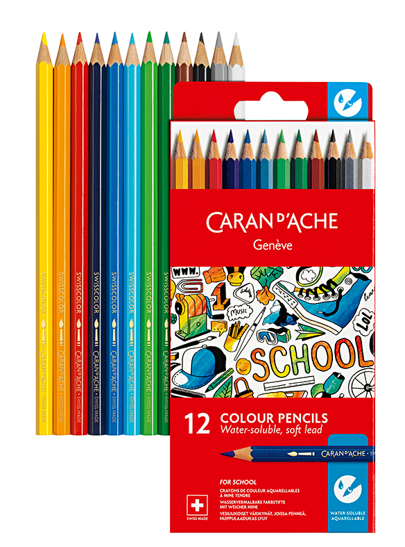 Image of Skolset Caran d´Ache Watersoluble color pencils 12 pcs 1290712 7630002330718