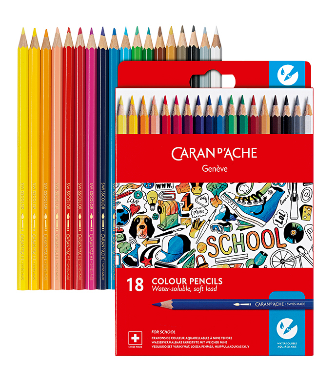 Image of Skolset Caran d´Ache Watersoluble color pencils 18 pcs 1290718 7630002330732