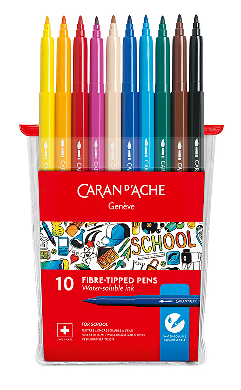 Image of Skolset Caran d´Ache Watersoluble felt pens ass. 10 pcs 285810 7610186018077