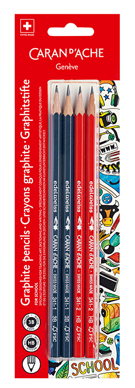 Image of Skolset Caran d´Ache Blister 4 graphite pencils 3B-HB 341704 7630002330824