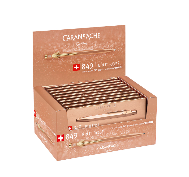 Image of Ställ Kulspetspenna Caran d´Ache Display ballpoint pen 849 Brut Rosé, with slimpack, 10 pcs 849097 7630002328883