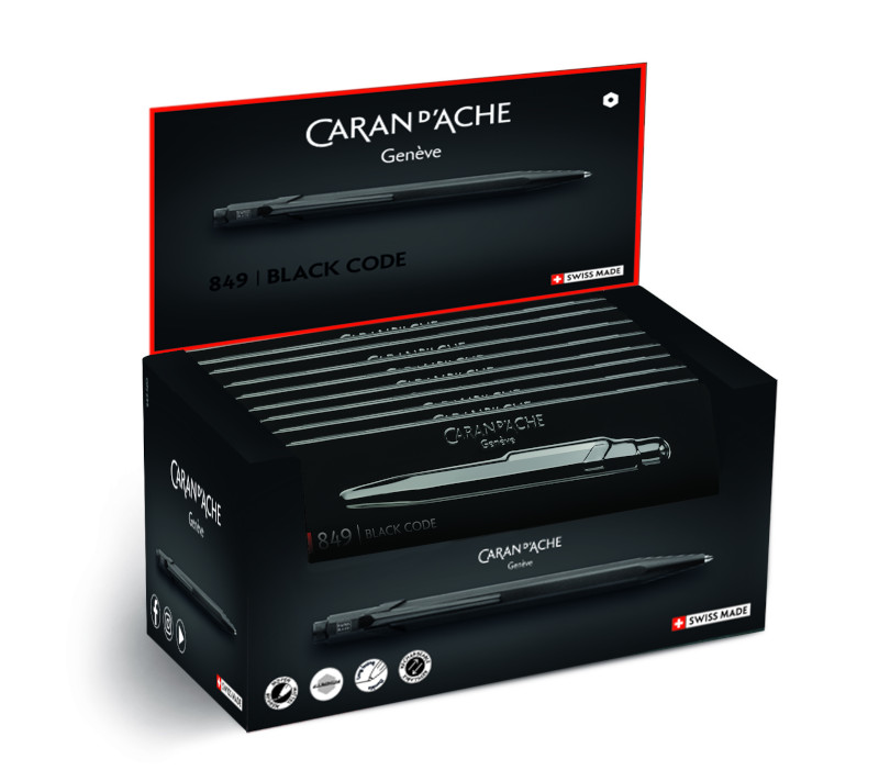 Image of Ställ Kulspetspenna Caran d´Ache Display ballpoint pen 849 Black Code, with slimpack, 10 pcs 849560 7630002342643