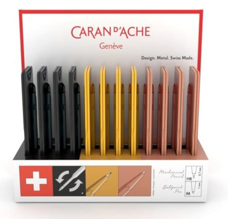 Image of Ställ Kulspets/Stiftpennor Caran d´Ache Display ballpoint pen 849 + mechanical pencils 844 Premium ( 849562 7630002349413