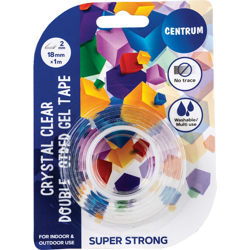 Image of Tejp Centrum Double side adhesive gel tape 18mm x 2m, thickness 2mm  / blister card 80144 4030969801444