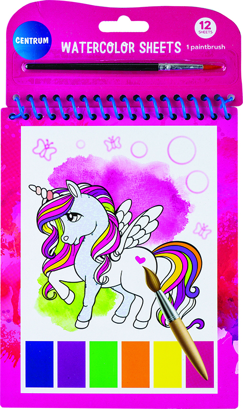 Image of Målarset Centrum Drawing pad 15x19cm UNICORN (12sh. with brush) /OPP bag 80272 4030969802724