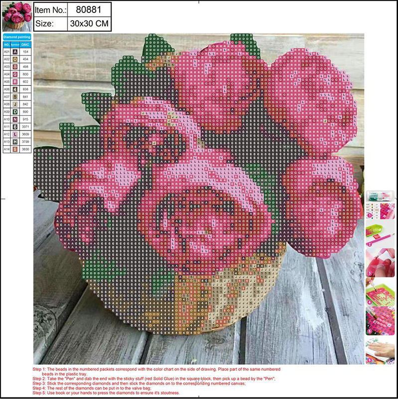 Image of Pärlmosaik Centrum Diamond pictures canvas 30x30cm / Röda blommor i vas 80881 4030969808818
