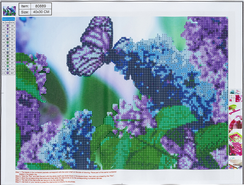 Image of Pärlmosaik Centrum Diamond pictures canvas 30x40cm / Fjäril på blomma 80889 4030969808894