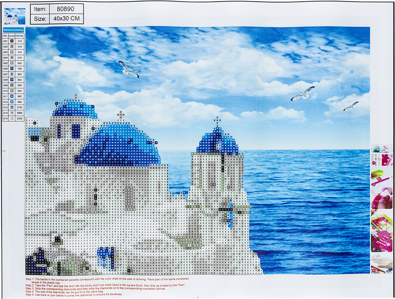 Image of Pärlmosaik Centrum Diamond pictures canvas 30x40cm / Hus vid hav 80890 4030969808900