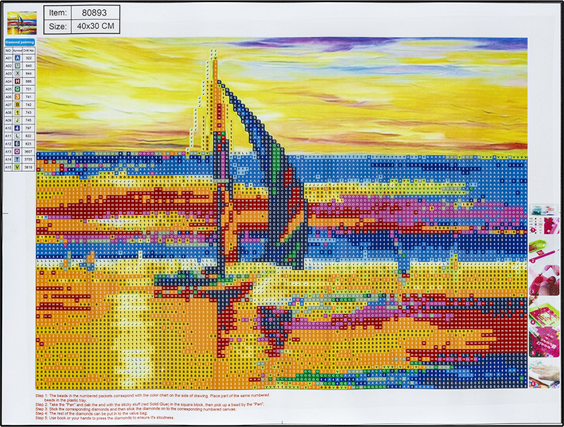 Image of Pärlmosaik Centrum Diamond pictures canvas 30x40cm / Segelbåt 80893 4030969808931