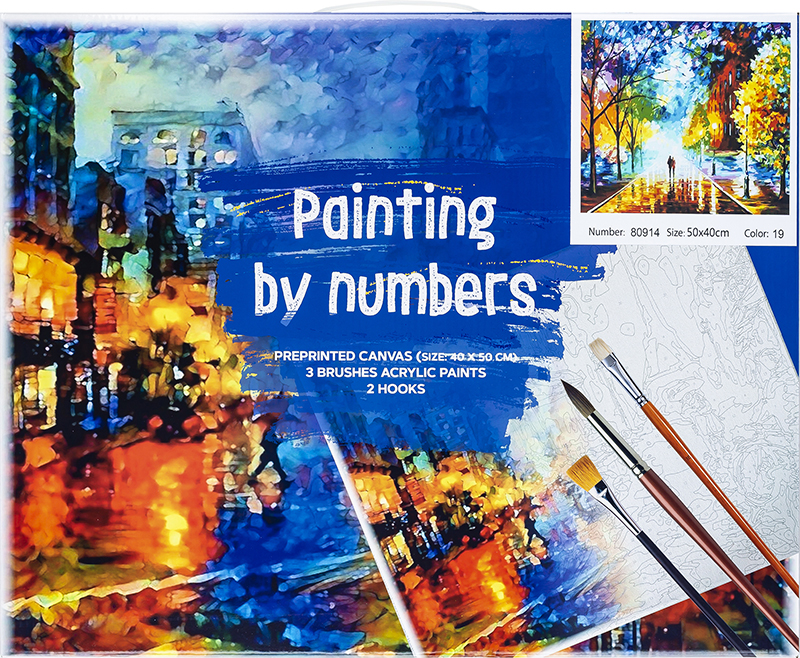 Image of Målarset Centrum Acrylic painting by number 40x50cm on frame Promenad i allé 80914 4030969809143