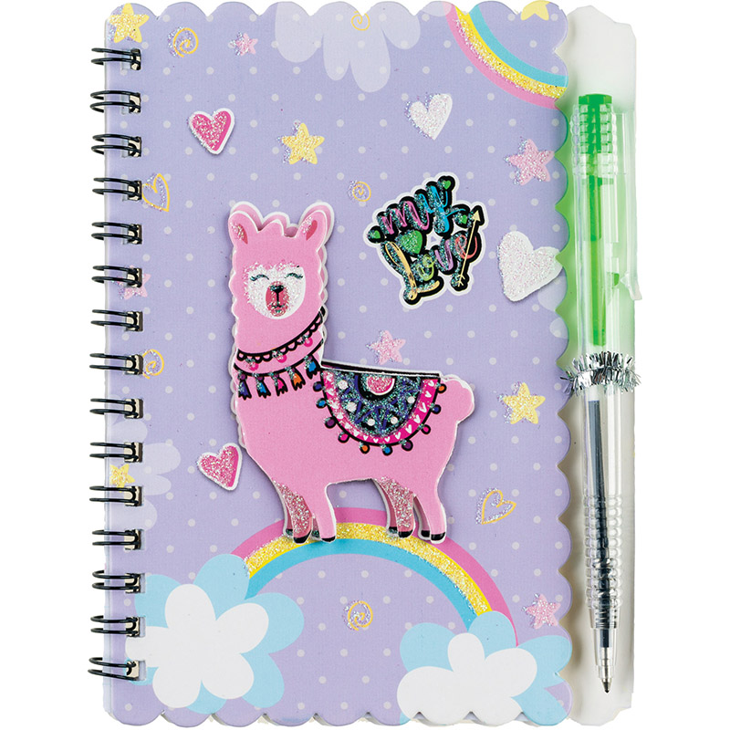 Image of Skissbok Centrum Note book spiral with pen 140x103mm 30sh. (ruled) "I LOVE LAMA"  /OPP bag 81983 4030969819838