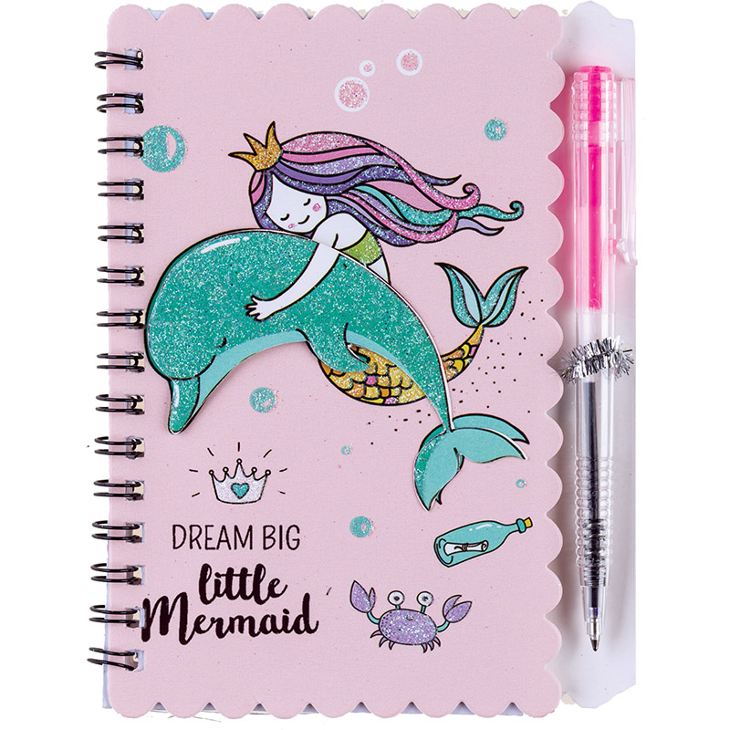 Image of Skissbok Centrum Note book spiral with pen 140x103mm 30sh. (ruled) "MERMAID" /OPP bag 81985 4030969819852