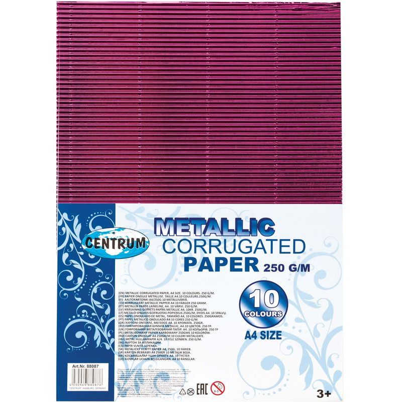 Image of Hobbypapper Centrum Corrugated paper Metallic A4 10col. 88087 4030969880876
