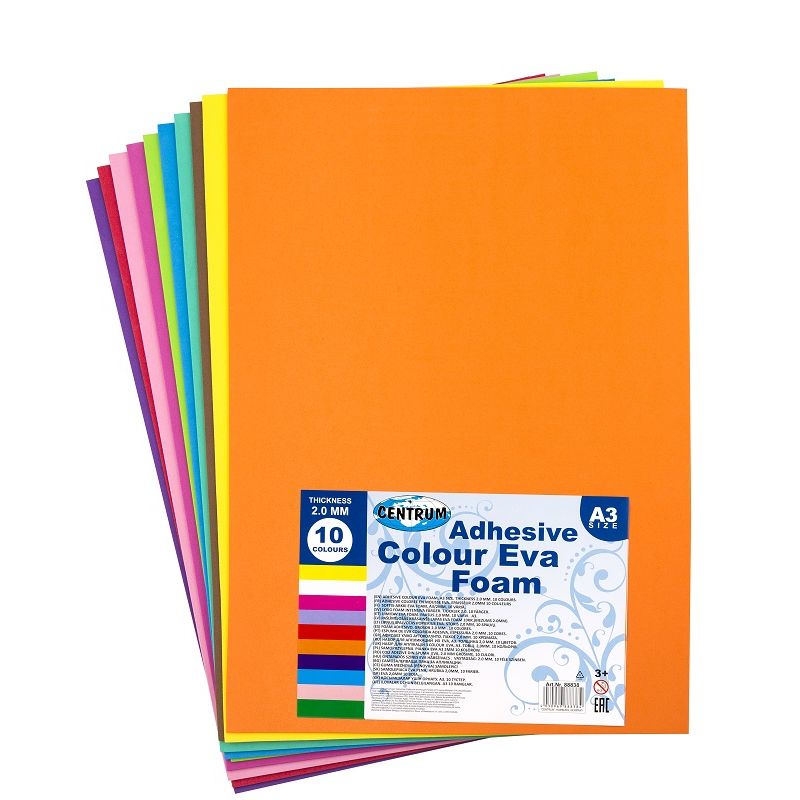 Image of Hobbypapper Centrum Adhesive Colour Eva Foam A3 10col. (thickness 2.00mm) 88838 4030969888384