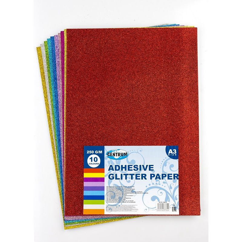 Image of Hobbypapper Centrum Adhesive Glitter paper A3 10col. 250g 88839 4030969888391