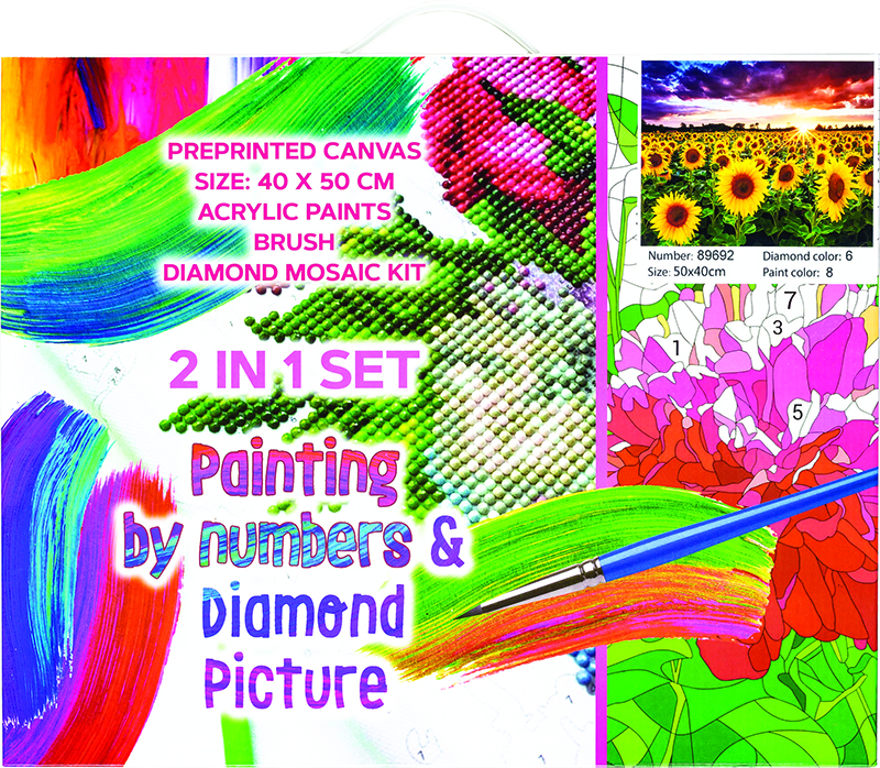Image of Pärlmosaik Centrum Diamond 40x50cm+acrylic painting by number Solrosfält 89692 4030969896921