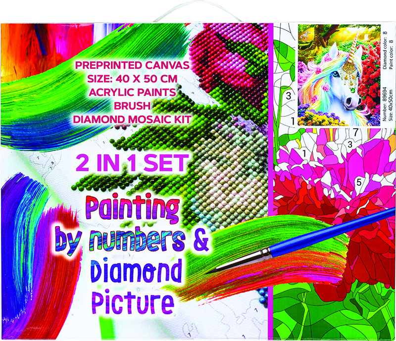 Image of Pärlmosaik Centrum Diamond 40x50cm+acrylic painting by number Unicorn häst 89694 4030969896945