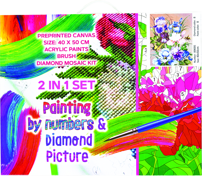 Image of Pärlmosaik Centrum Diamond 40x50cm+acrylic painting by number Blombukett 89695 4030969896952