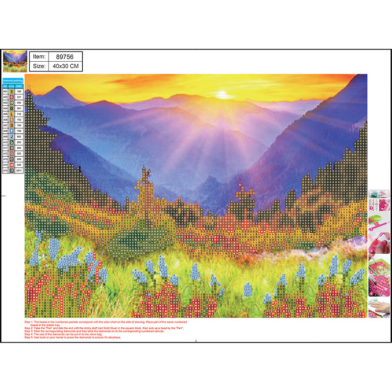 Image of Pärlmosaik Centrum Diamond pictures canvas 30x40cm / Soluppgång vid berg 89756 4030969897560