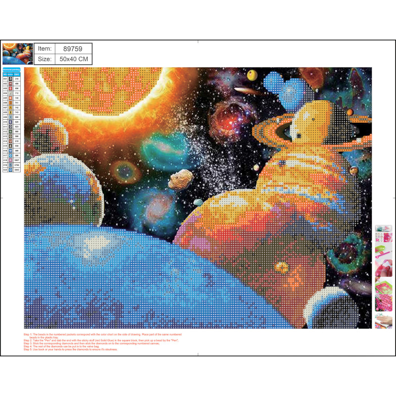 Image of Pärlmosaik Diamond Centrum pictures canvas 40x50cm / OPP bag Rymdmotiv 89759 4030969897593