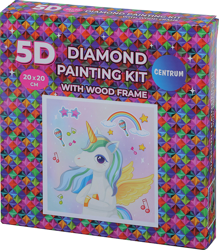 Image of Pärlmosaik Centrum Diamond pictures canvas 20x20cm with wood frame / paper box Unicorn häst 89773 4030969897737