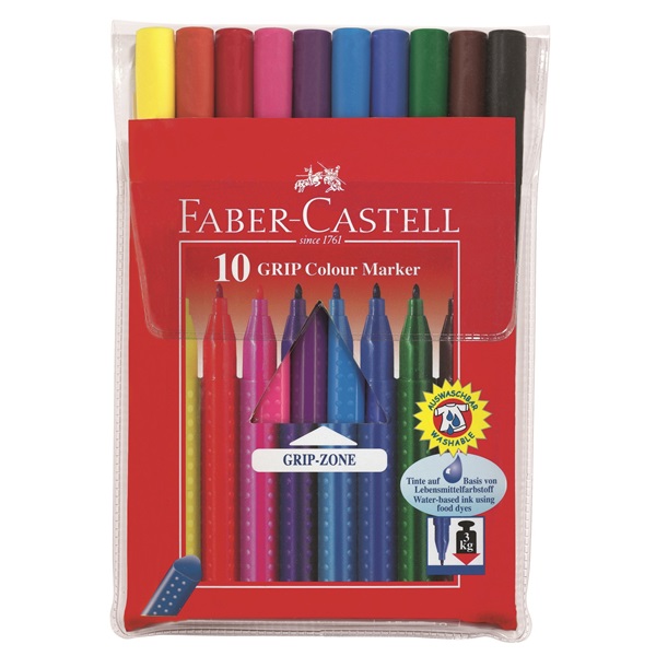 Image of Fiberpennset Faber-Castell Redline 10 Grip Colour Marker (10F) 155310 4005401553106