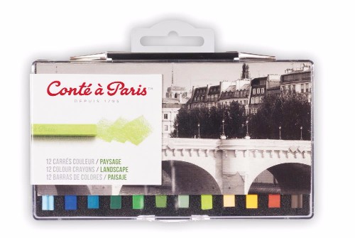 Image of Pastellkrita Conté á Paris Carre Colour Plastic Box of 12 Land Hk 50246 646217502465