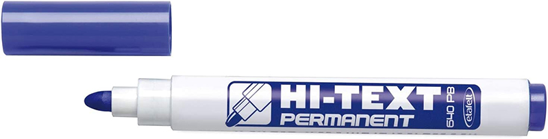 Image of Märkpenna HI-TEXT 640 Permanent Bullet Tip Blue 12-p 1002443 8008621002443