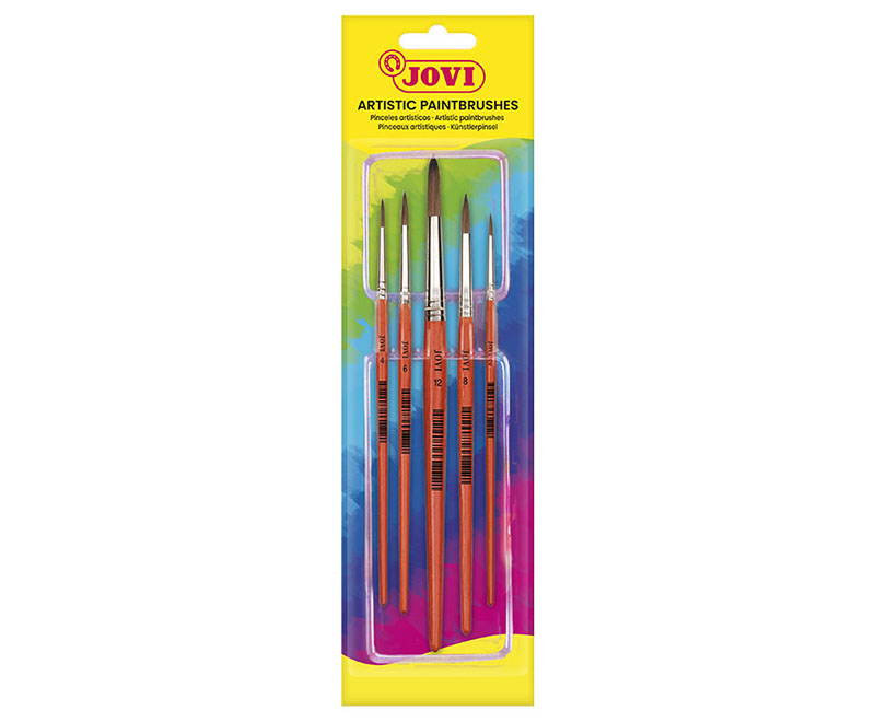 Image of Penselset JOVI Blister 5 round tip, natural hair st0,1,4,6,8 - 8185 3+ (12F) 7008549 8412027008549